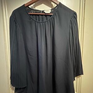 Kate Spade Navy Pleated Sleeve Tunic Top